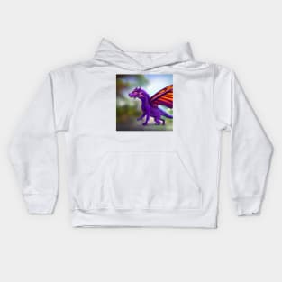 Purple Fairy Dragon with Butterfly Wings Kids Hoodie